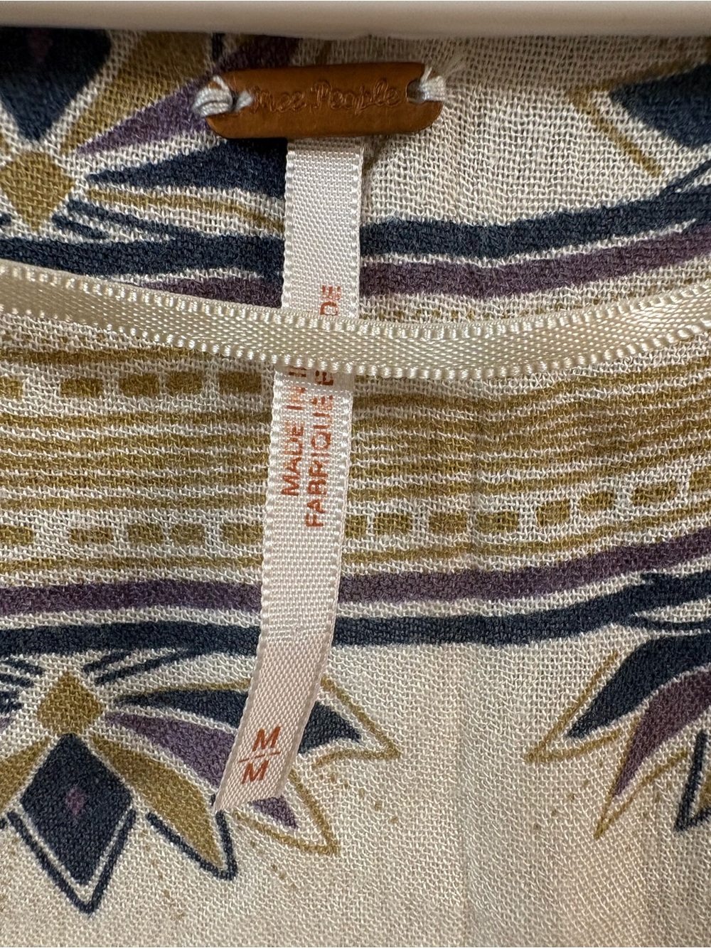 Free People Cream Floral Boho Tunic with Blue and Tan Accents - Picture 7 of 10